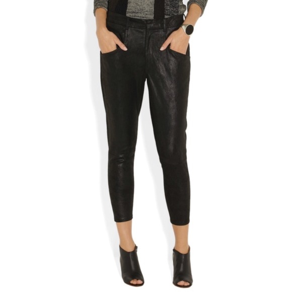 Helmet Lang Brushed Stretch-Leather Tapered Pants - Picture 2 of 8